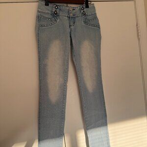 Diva Star Women's Light Wash Jeans Y2K Size 3 Zipper Pockets
